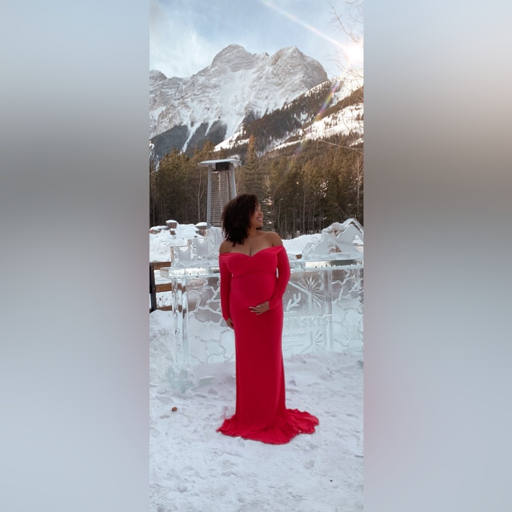 RED MAXI MATERNITY DRESS